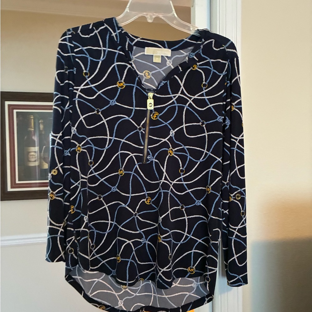Michael Kors Navy and Gold Rope Pattern Dress